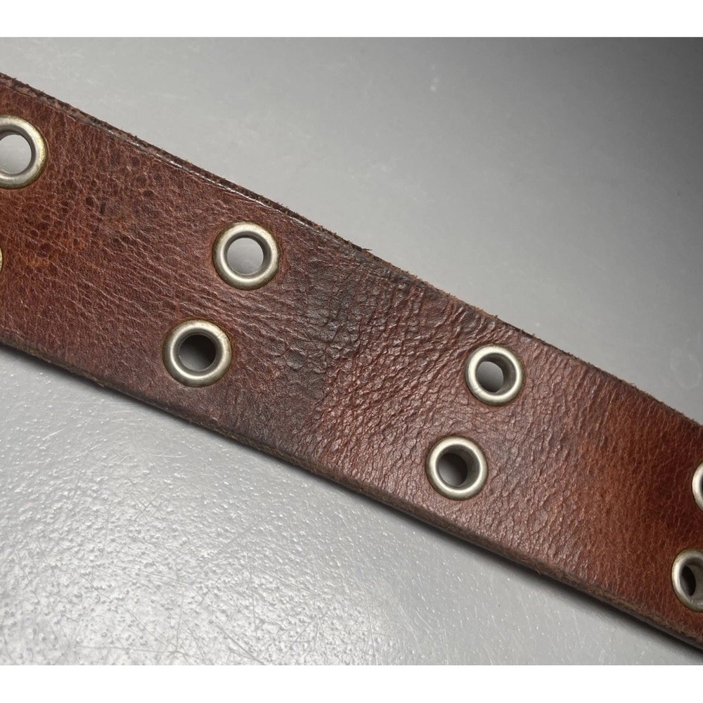 Aeropostale Studded Brown Leather Double Prong 9916 Belt Size L - Picture 13 of 13